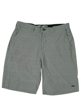 Billabong Men’s Hybrid Shorts Striped Green Logo Pockets 34in